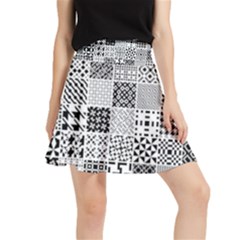 Black And White Geometric Patterns Waistband Skirt