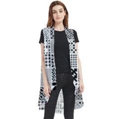 Black And White Geometric Patterns Sleeveless Chiffon Waistcoat Shirt