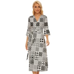 Black And White Geometric Patterns Midsummer Wrap Dress