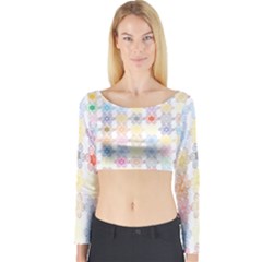 Spirals Twirls Abstract Geometric Art Pattern Long Sleeve Crop Top