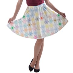 Spirals Twirls Abstract Geometric Art Pattern A-line Skater Skirt