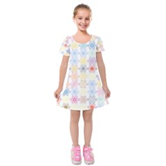 Spirals Twirls Abstract Geometric Art Pattern Kids  Short Sleeve Velvet Dress