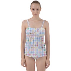 Spirals Twirls Abstract Geometric Art Pattern Twist Front Tankini Set