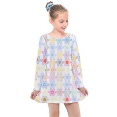 Spirals Twirls Abstract Geometric Art Pattern Kids  Long Sleeve Dress