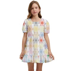 Spirals Twirls Abstract Geometric Art Pattern Kids  Short Sleeve Dolly Dress