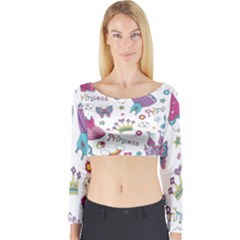 Princess Element Background Material Long Sleeve Crop Top