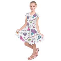 Princess Element Background Material Kids  Short Sleeve Dress