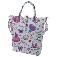 Princess Element Background Material Buckle Top Tote Bag