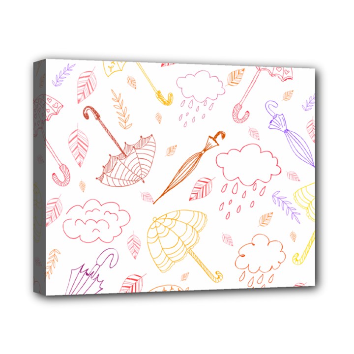 Weather Umbrella Rain Cloud Seamless Doodle Pattern Canvas 10  x 8  (Stretched)