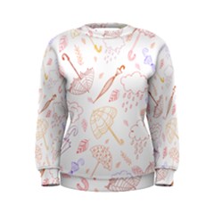 Weather Umbrella Rain Cloud Seamless Doodle Pattern Women s Sweatshirt