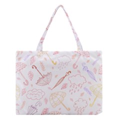 Weather Umbrella Rain Cloud Seamless Doodle Pattern Medium Tote Bag