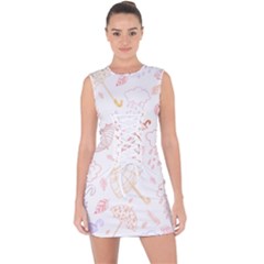 Weather Umbrella Rain Cloud Seamless Doodle Pattern Lace Up Front Bodycon Dress