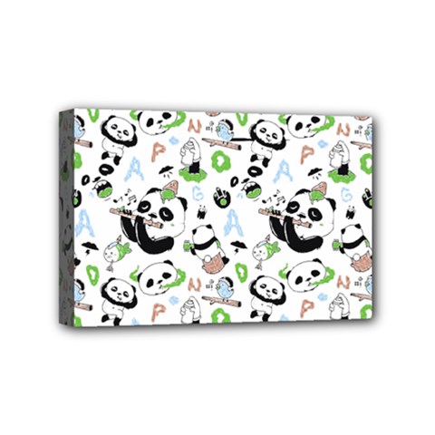 Giant Panda Bear Pattern Mini Canvas 6  X 4  (stretched) by Jancukart