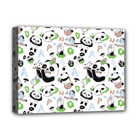 Giant Panda Bear Pattern Deluxe Canvas 16  X 12  (stretched)  by Jancukart