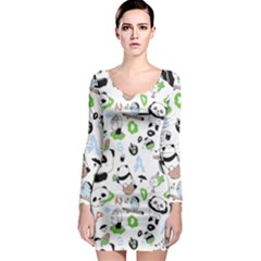 Giant Panda Bear Pattern Long Sleeve Bodycon Dress