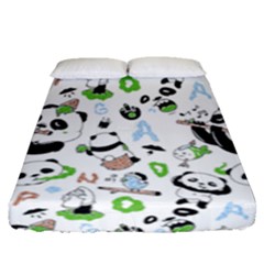 Giant Panda Bear Pattern Fitted Sheet (queen Size) by Jancukart