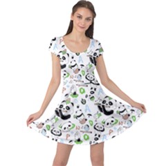 Giant Panda Bear Pattern Cap Sleeve Dress