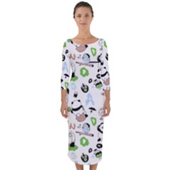 Giant Panda Bear Pattern Quarter Sleeve Midi Bodycon Dress by Jancukart