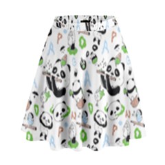 Giant Panda Bear Pattern High Waist Skirt by Jancukart