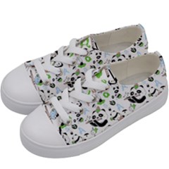 Giant Panda Bear Pattern Kids  Low Top Canvas Sneakers