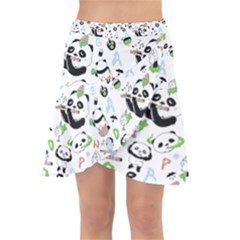 Giant Panda Bear Pattern Wrap Front Skirt by Jancukart