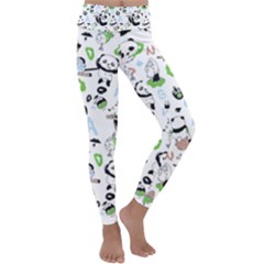 Giant Panda Bear Pattern Kids  Lightweight Velour Classic Yoga Leggings