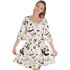 Giant Panda Bear Pattern Velour Kimono Dress by Jancukart