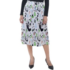 Giant Panda Bear Pattern Classic Velour Midi Skirt 