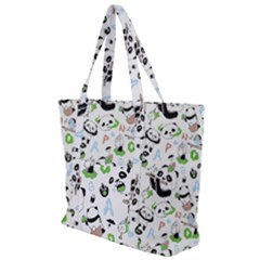 Giant Panda Bear Pattern Zip Up Canvas Bag