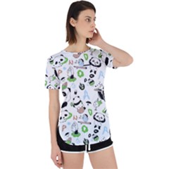 Giant Panda Bear Pattern Perpetual Short Sleeve T-shirt