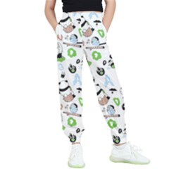 Giant Panda Bear Pattern Kids  Elastic Waist Pants by Jancukart