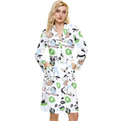 Giant Panda Bear Pattern Long Sleeve Velvet Robe by Jancukart