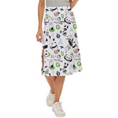 Giant Panda Bear Pattern Midi Panel Skirt