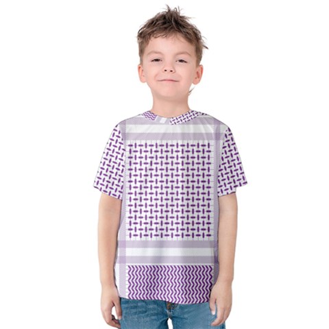 Square Purple Pattern Bead Purple Keffiyeh Purple Geometric Headdress Angle Violet Rectangle Kids  Cotton Tee by Jancukart