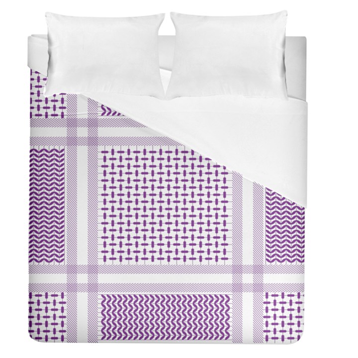 Square Purple Pattern Bead Purple Keffiyeh Purple Geometric Headdress Angle Violet Rectangle Duvet Cover (Queen Size)