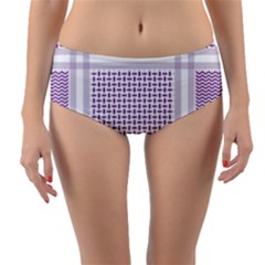 Square Purple Pattern Bead Purple Keffiyeh Purple Geometric Headdress Angle Violet Rectangle Reversible Mid-waist Bikini Bottoms by Jancukart