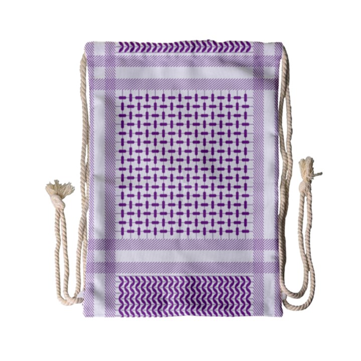 Square Purple Pattern Bead Purple Keffiyeh Purple Geometric Headdress Angle Violet Rectangle Drawstring Bag (Small)