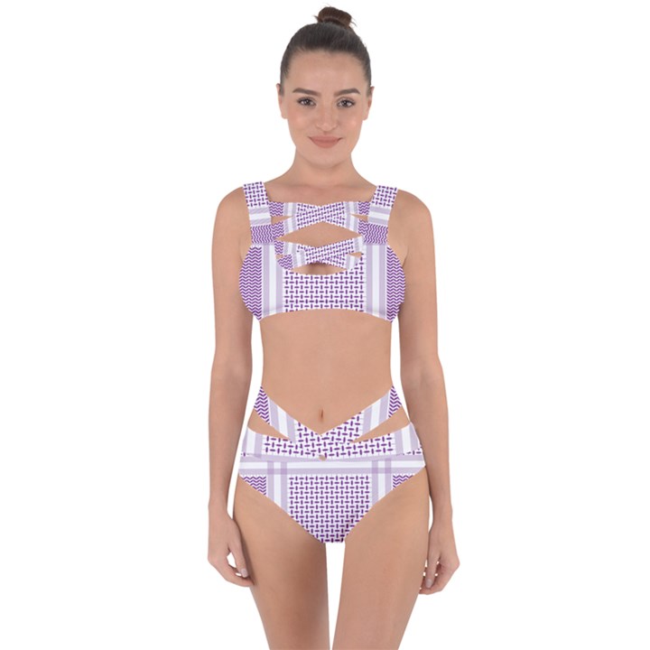 Square Purple Pattern Bead Purple Keffiyeh Purple Geometric Headdress Angle Violet Rectangle Bandaged Up Bikini Set 