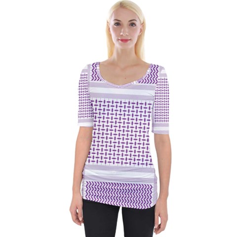 Square Purple Pattern Bead Purple Keffiyeh Purple Geometric Headdress Angle Violet Rectangle Wide Neckline Tee by Jancukart