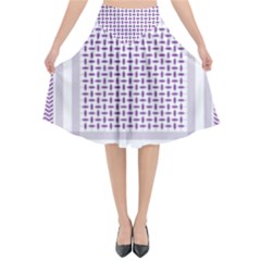 Square Purple Pattern Bead Purple Keffiyeh Purple Geometric Headdress Angle Violet Rectangle Flared Midi Skirt by Jancukart