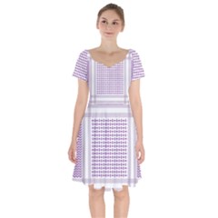 Square Purple Pattern Bead Purple Keffiyeh Purple Geometric Headdress Angle Violet Rectangle Short Sleeve Bardot Dress by Jancukart