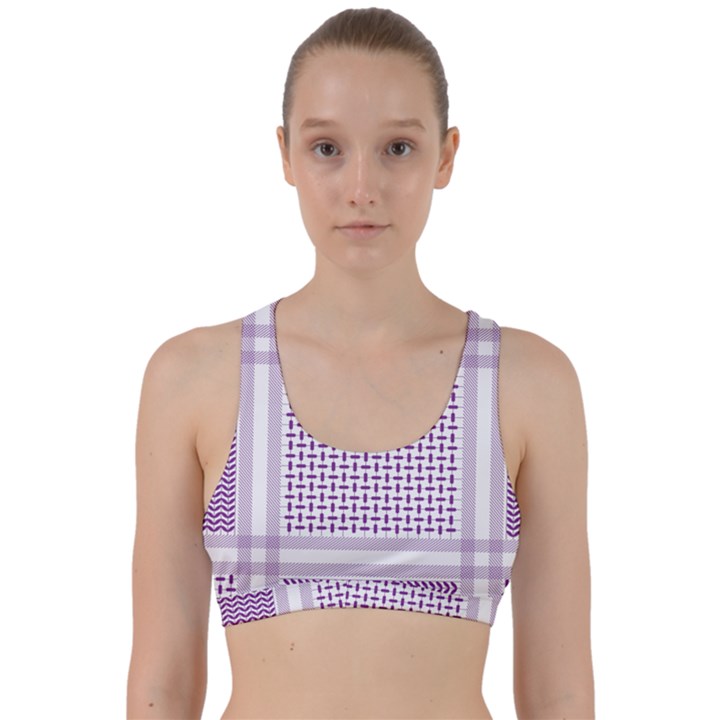 Square Purple Pattern Bead Purple Keffiyeh Purple Geometric Headdress Angle Violet Rectangle Back Weave Sports Bra