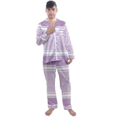 Square Purple Pattern Bead Purple Keffiyeh Purple Geometric Headdress Angle Violet Rectangle Men s Long Sleeve Satin Pajamas Set