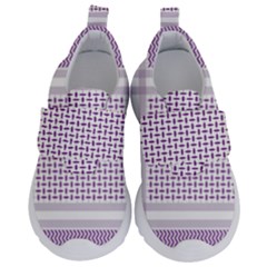 Square Purple Pattern Bead Purple Keffiyeh Purple Geometric Headdress Angle Violet Rectangle Kids  Velcro No Lace Shoes