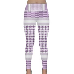 Square Purple Pattern Bead Purple Keffiyeh Purple Geometric Headdress Angle Violet Rectangle Lightweight Velour Classic Yoga Leggings by Jancukart