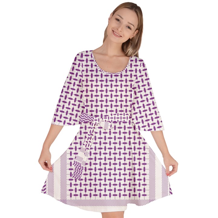 Square Purple Pattern Bead Purple Keffiyeh Purple Geometric Headdress Angle Violet Rectangle Velour Kimono Dress