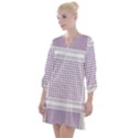 Square Purple Pattern Bead Purple Keffiyeh Purple Geometric Headdress Angle Violet Rectangle Open Neck Shift Dress View1