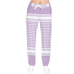 Square Purple Pattern Bead Purple Keffiyeh Purple Geometric Headdress Angle Violet Rectangle Women Velvet Drawstring Pants by Jancukart