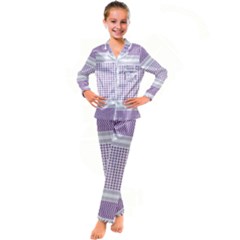 Square Purple Pattern Bead Purple Keffiyeh Purple Geometric Headdress Angle Violet Rectangle Kid s Satin Long Sleeve Pajamas Set