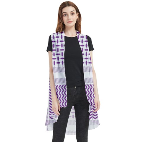 Square Purple Pattern Bead Purple Keffiyeh Purple Geometric Headdress Angle Violet Rectangle Sleeveless Chiffon Waistcoat Shirt by Jancukart